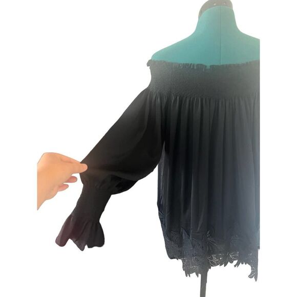 Black Off-Shoulder Women's Top - Picture 7 of 12